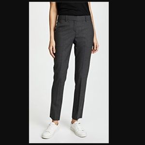 Theory Charcoal Grey Pinstripe Ankle Pants